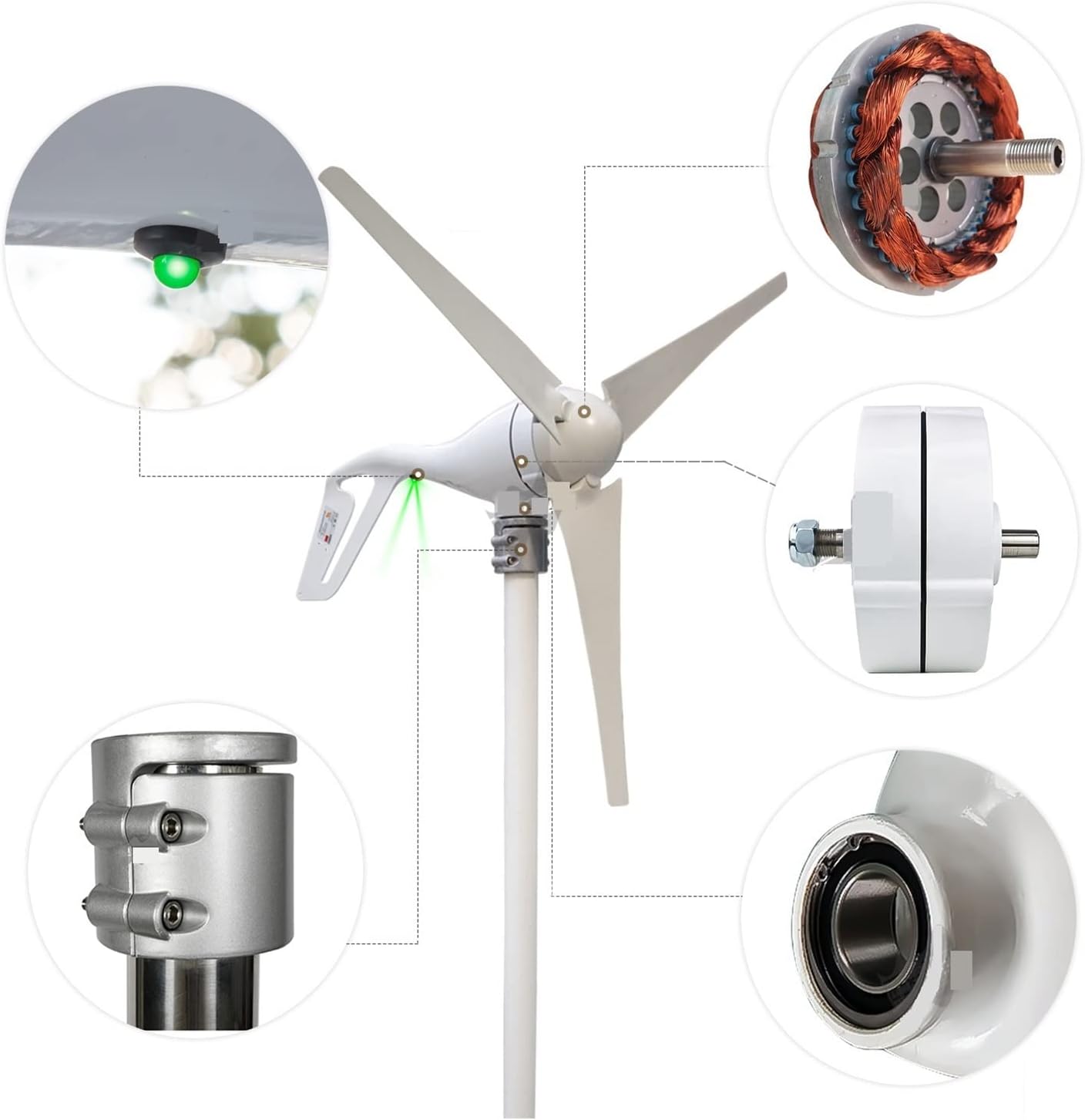 Wind Generator, 400W AC12V/24V Colorful Wind Turbine Generator Small Windmill For Home Or Boat Use With 600W Wind Controller,for Home, Farm, RVs, Boats(6 mix blades,AC24V)