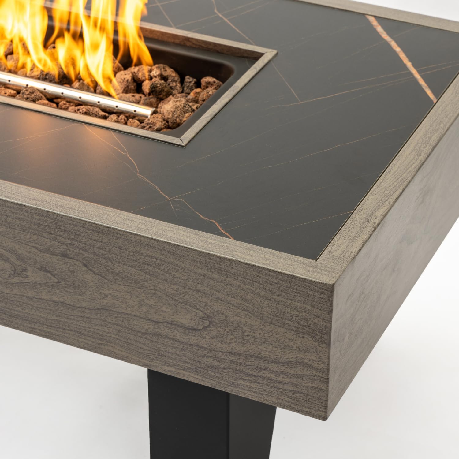 Modern 42inch Grey Iron Fire Pit Table with Wood Burner
