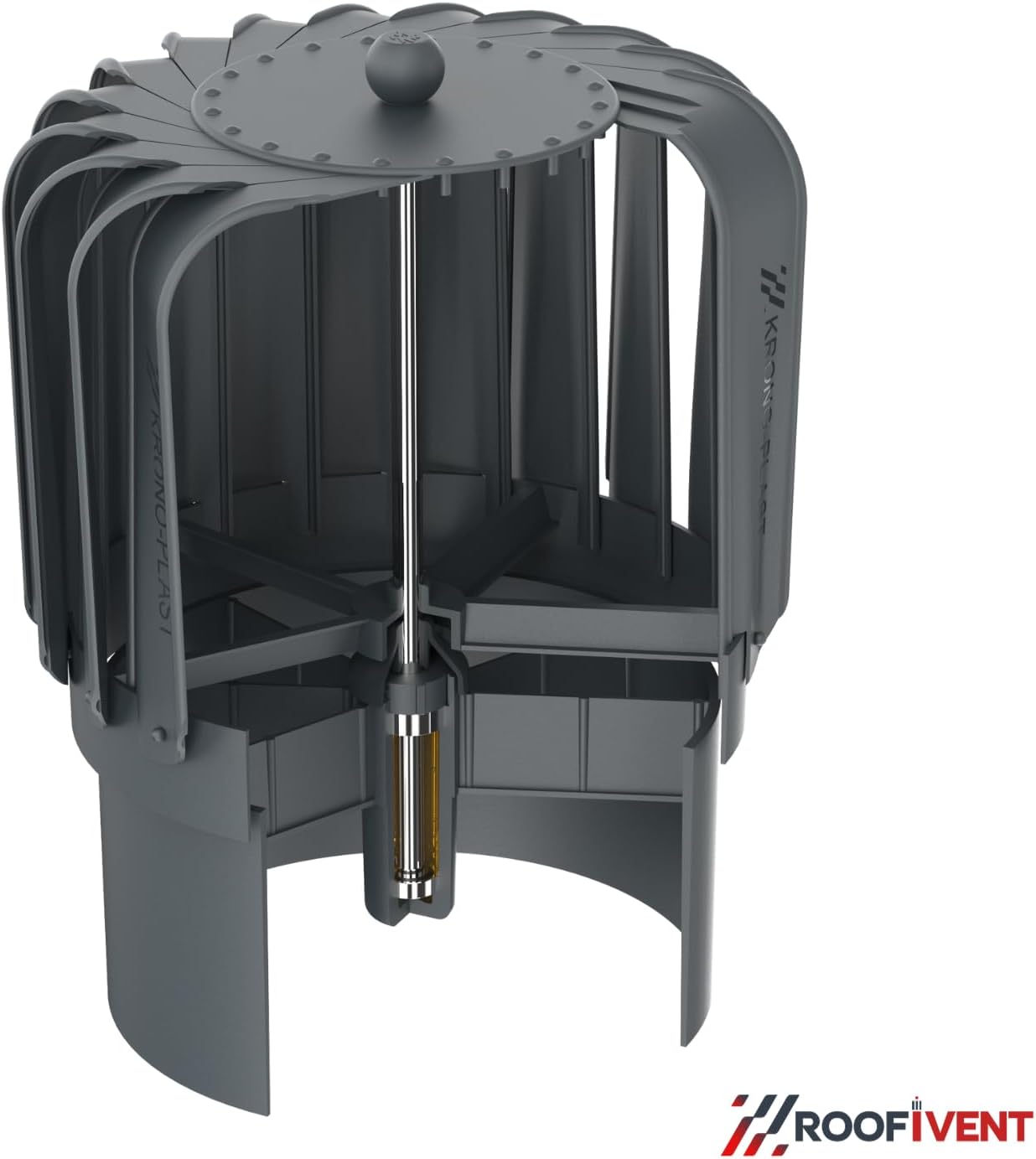 ROOFIVENT IVENT Turbo 8 inch ROOF Oblong Wind Turbine Exhaust Cowl/Black/UV Stable Polypropylene/High Performance Durable Turbine with Built in Spirit Level