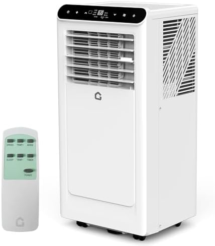 8,000 BTU Portable Air Conditioner, 3-In-1 Portable AC Units for Rooms with Dehumidifier, Fan, Room Air Conditioner Cools Up to 350 Sq.Ft., Remote Control, Auto Swing, Windows Kit Included, White Top