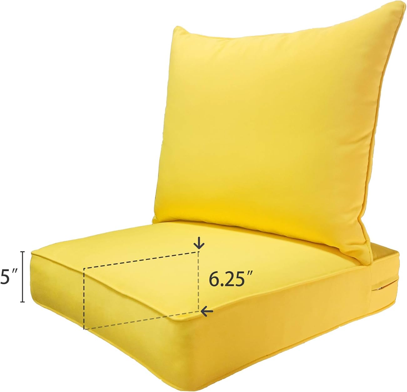 Outdoor/Indoor 24Lx24W Chair Cushion Set, All Weather Spring/Summer Deep Seat Patio Furniture Replacement Cushions Set(Back and seat) - Yellow