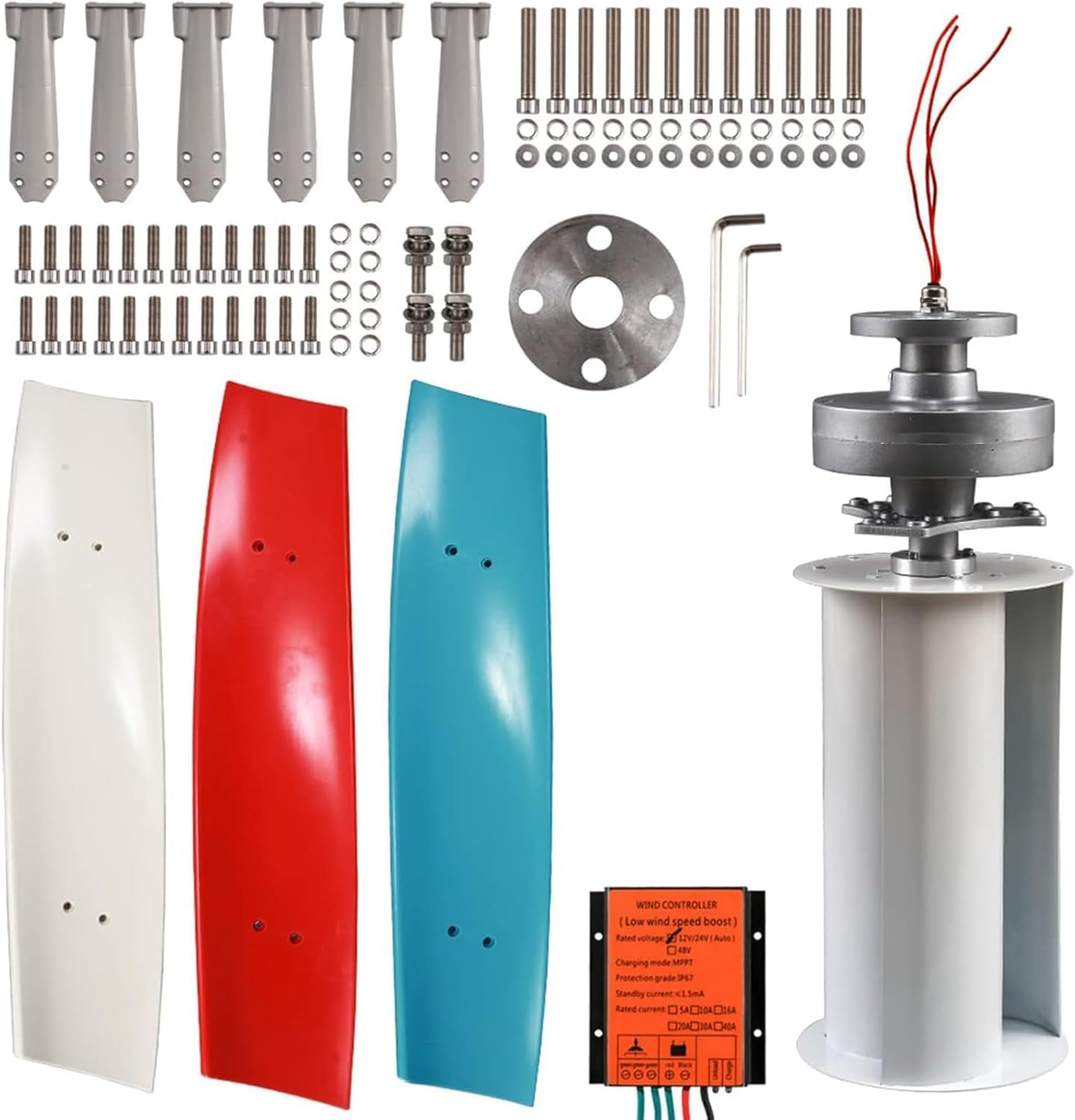 CAJUCA 3000W Vertical Axis Wind Turbine Generator with Charge Controller, Wind Vertical Axis Turbine Generator AC Permanent Magnet Generator