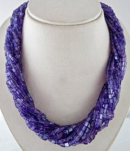 13 Line Natural Amethyst Fancy Square Beads Necklace 6MM to 3MM