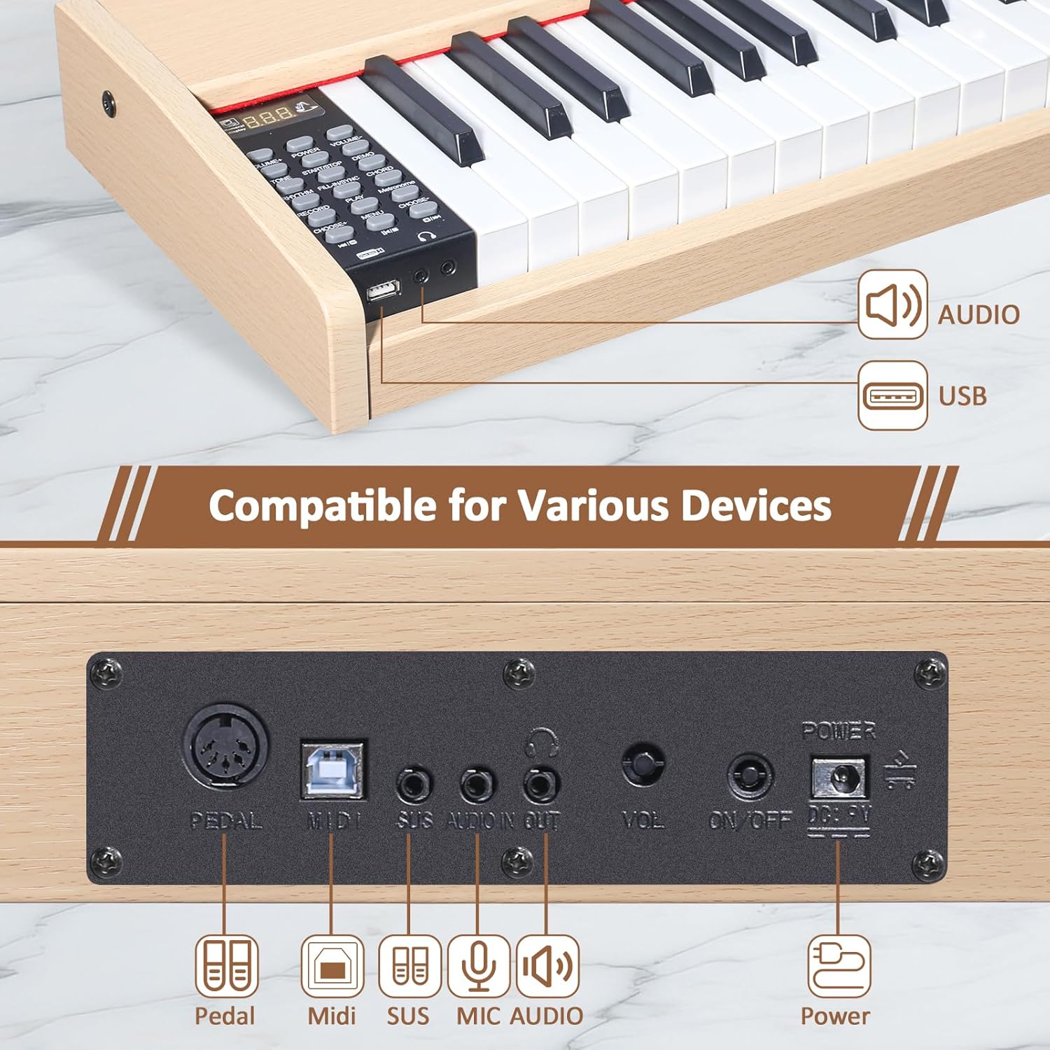 88 Key Digital Piano Keyboard,88 Key Full Size Weighted Hammer Action Electric Keyboard Piano with 200 Rhythms,200 Tones, Piano Keyboard with Stand, TriplePedal,Headphone, Carrying Bag