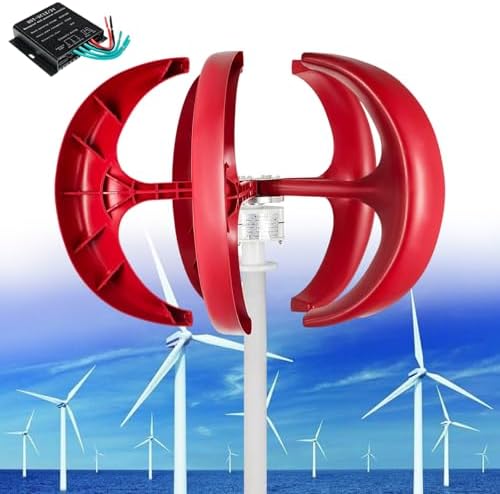 Vertical Wind Turbine Kit - 12000W 5 Blades Wind Turbine Generator with 3 Phase AC Permanent Magnet and Controller for Hybrid Wind Solar System