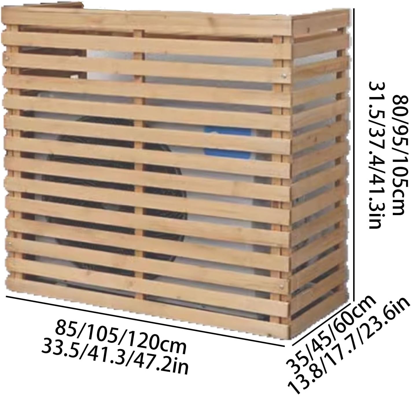 Air Conditioner Fence for Outside Units Solid Wood Air Conditioner Cover Plant Storage Outdoor Privacy Screen Hide Air Conditioner (Color : Natural, Size : Large)