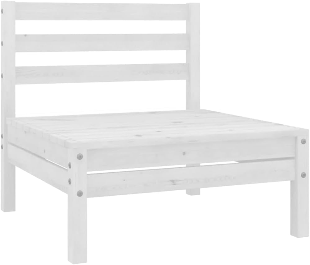 Furniture Sets Patio Middle Sofa White Solid Pinewood,White Modular Outdoor Sofa with Solid Pinewood Construction and Comfortable Seating Garden Conversation Sets