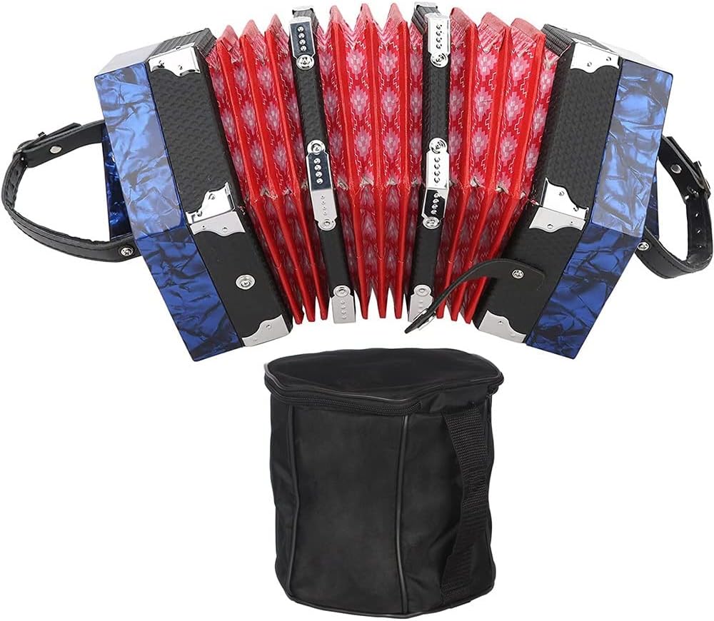 20-Button Concertina Accordion, Solid Wood Concertina With Carrying Bag And Adjustable Hand Strap, For Kids Adults Beginner Daily Practice Stage Performance