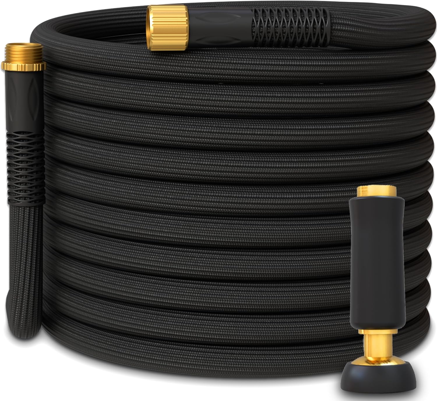 TITAN Garden Hose | Flexible, Lightweight, Kink-Free & Durable Hybrid Water Hose with Heavy Duty Brass Connectors & High-Pressure Jet Nozzle (75FT x 5/8”)