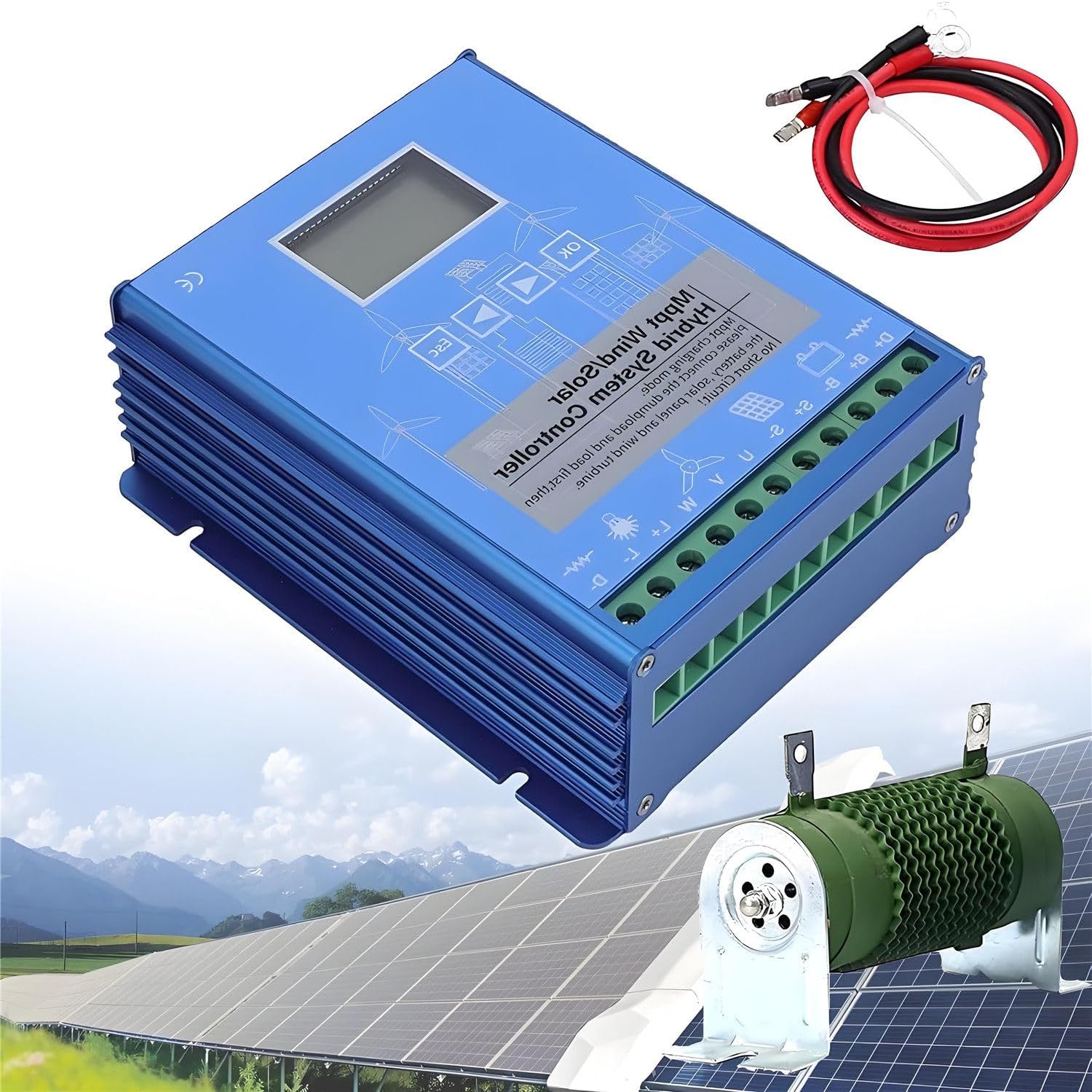 Wind Turbine Solar Hybrid MPPT Charge Boost Controller,15000W Wind and Solar Hybrid Charge Controller,with Dump Load,for Home, Boat, Street Light 12V