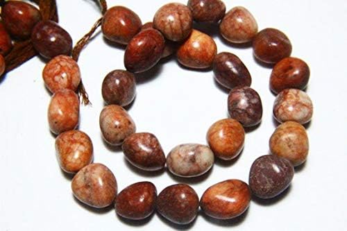 13 inch natural beads strand of 10x11-12x15mm smooth nugget tumble red jasper gemstone beads for DIY jewelry - necklace, bracelet, earring, ring.