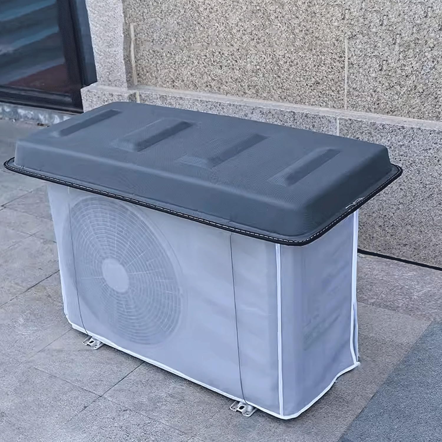 Thicken Air Conditioner Outer Cover Protection Outdoor Dustproof Protective Cover, Easy To Install, For Outdoor Air Conditioning, Dust And Rainproof ( Color : Gray , Size : 98*50*7CM_D )