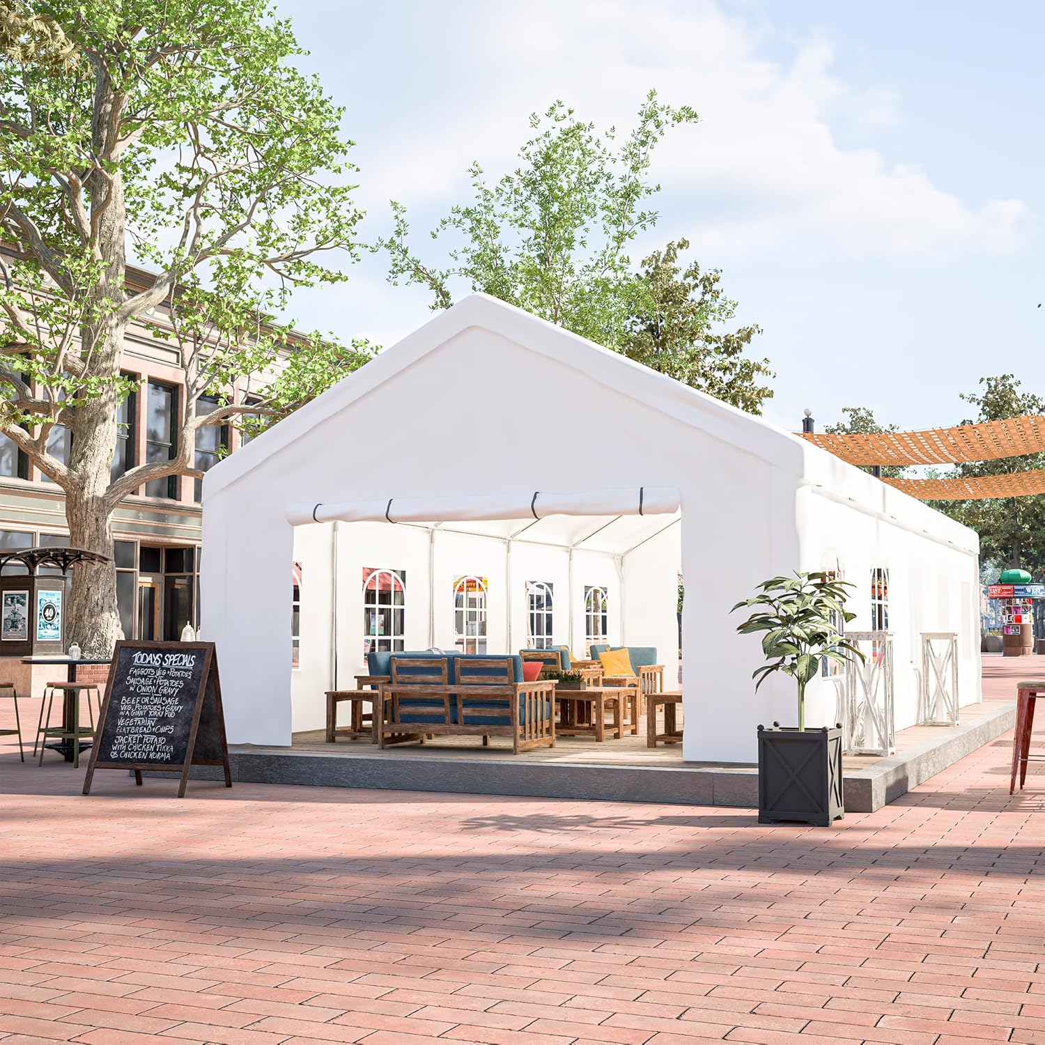 16x32FT Party Tent Heavy Duty, Large Wedding Event Shelters with 3 Storage Bags & Removable Sidewalls, Outdoor Canopy Gazebo Commercial Tents for Parties Carport Camping Garden Patio(16x32FT)