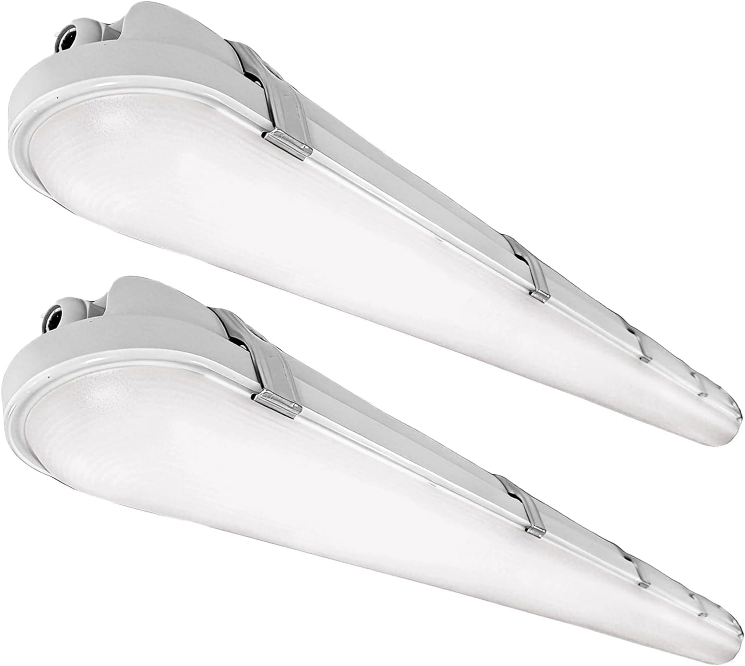 4FT LED Vapor Tight Light Fixture, 60W-50W-40W Power Selectable 5000K, IP65 Waterproof Industrial Surface Mount LED Shop Lights for Carport, Garage, Freezer, 100-277V, ETL Listed, 2-Pack