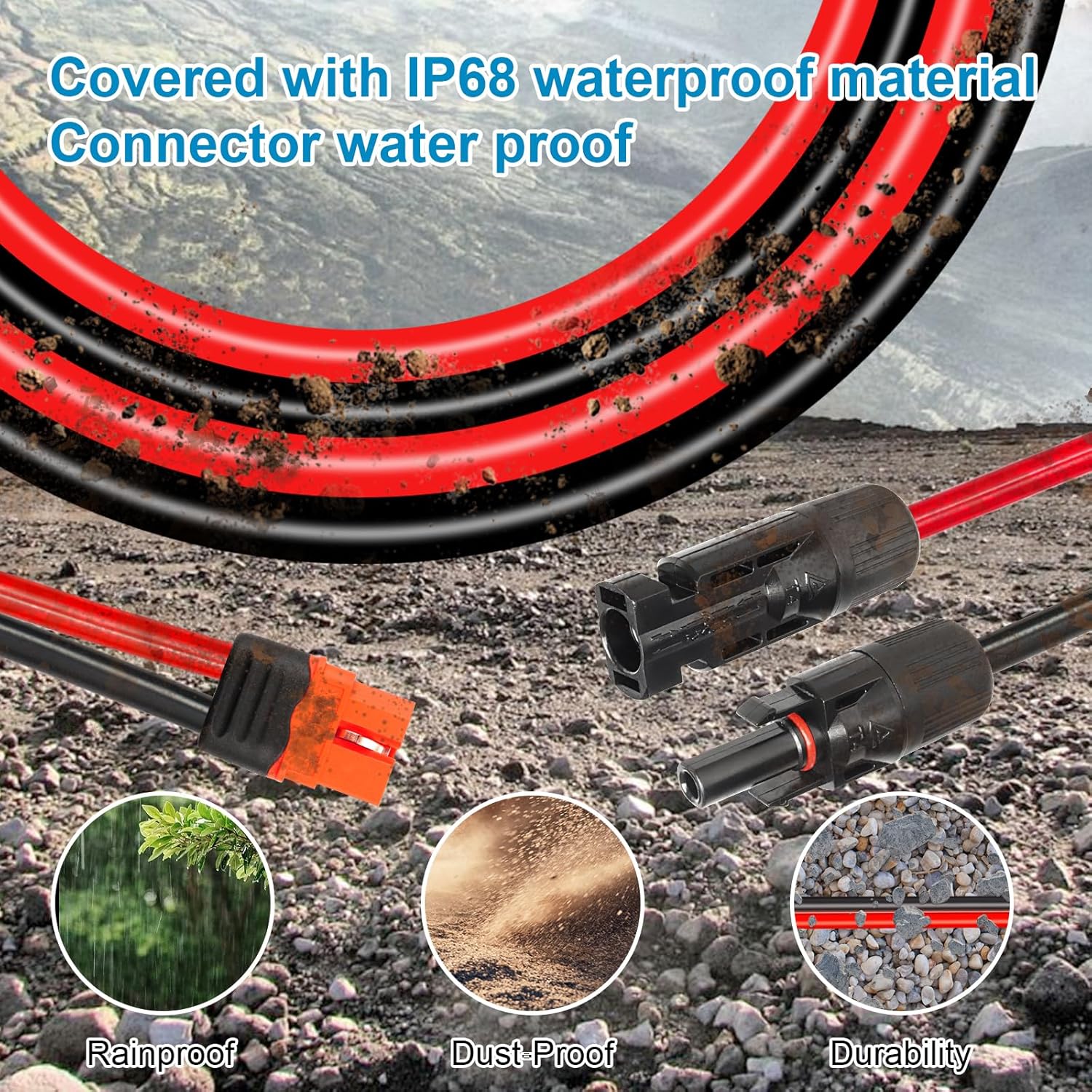 10AWG 50FT Solar to XT60i Extension Cable 3 6 10 35 50 75 100FT Heavy Duty Adapter Cable Connector XT60i Wire for Portable Power Station, Solar Panel, RV, Battery