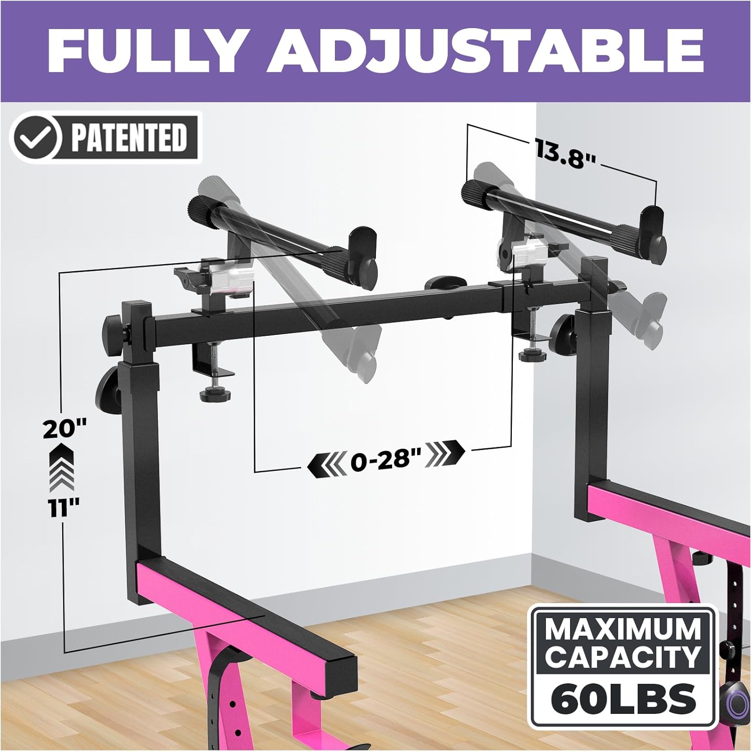 Liquid Stands Dual Piano Keyboard Stand w/ Wheels and 2nd Tier - Rolling Z Style Adjustable, Portable 2 Tier Heavy Duty Music Stand for Synths and Electric Digital Keyboards - Fits 54 61 88 Key Pianos