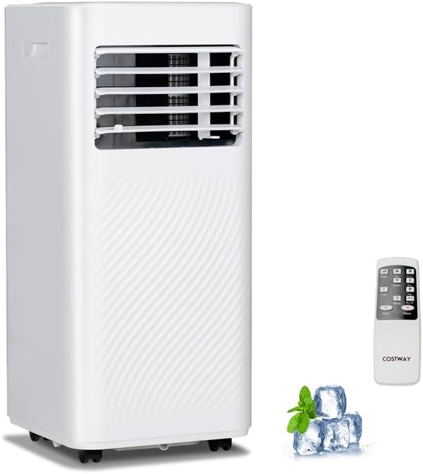 LDAILY Portable Air Conditioners, 4-in-1 Quiet Air Cooler with Fan, Dehumidifier, Sleep Mode, Remote, Touch Screen, 1-24 Timer, AC Unit for Bedroom, Home, up to 350 Sq.Ft (White, 10000 BTU)
