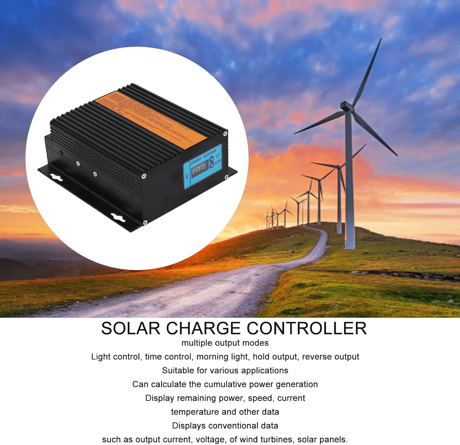 Wind Solar Hybrid Charge Controller 12V 100W PV Power, MPPT Solar Charge Controller - Waterproof Design, Multiple Output Modes, Ideal for Renewable Energy Systems (300w)