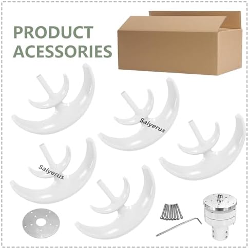 Wind Turbine Home Use Horizontal Generator Kits Blades with Controller12000W Vertical Wind Turbine Generator Kit - 12V/24V/48V Electricity Set with 5 Blades for Home, Boat, Marine, and Stree