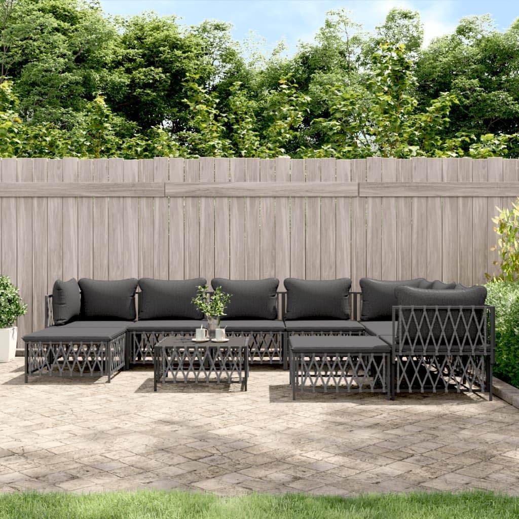 10 Piece Patio Lounge Set with Cushions Anthracite Steel,Premium Outdoor Lounge Set: Durable, Modular, and Comfortable for Your Garden Patio Furniture, Outdoor Furniture Sets
