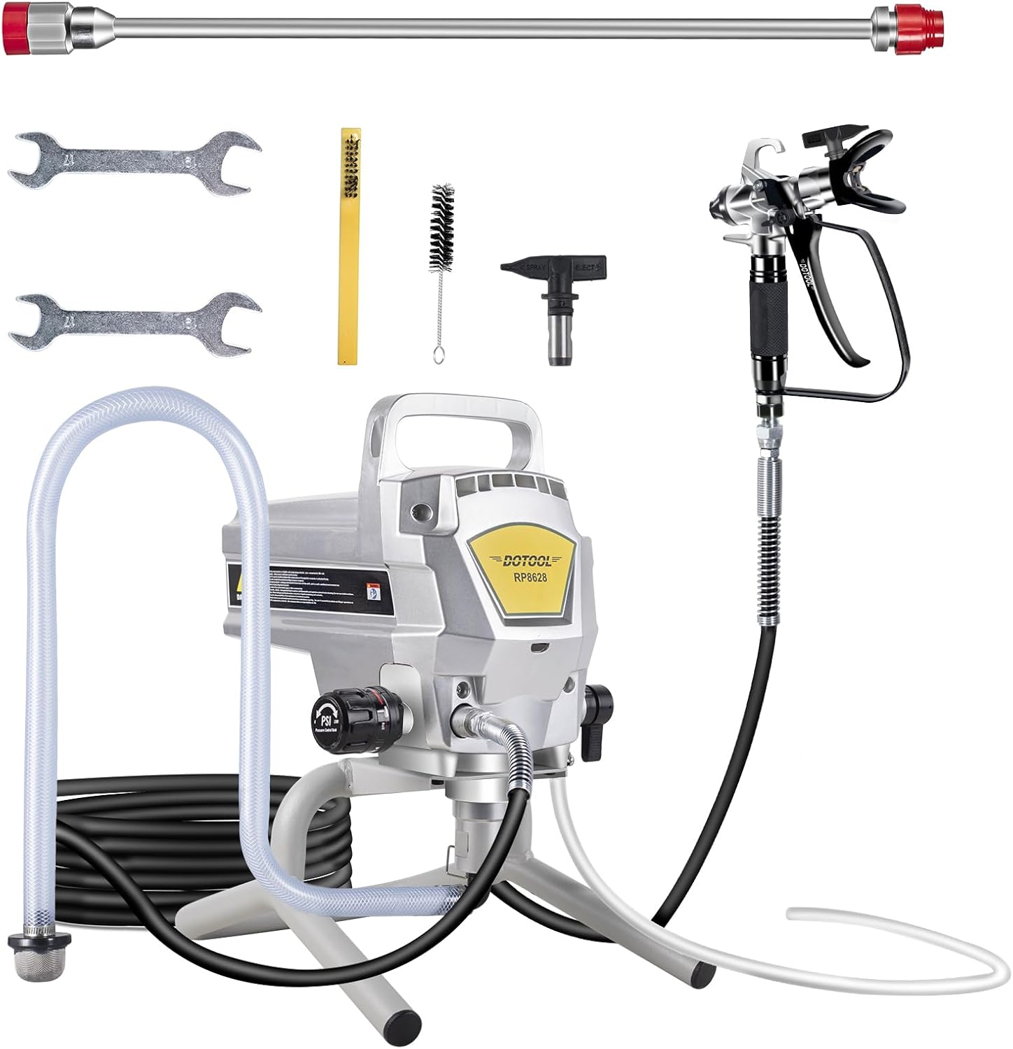 Airless Paint Sprayer,3300PSI High Efficiency Paint Sprayer Gun,Thinning-Free,with Extension Pole Other Accessories,for Home Interior & House Exterior DIY Painting Projects.