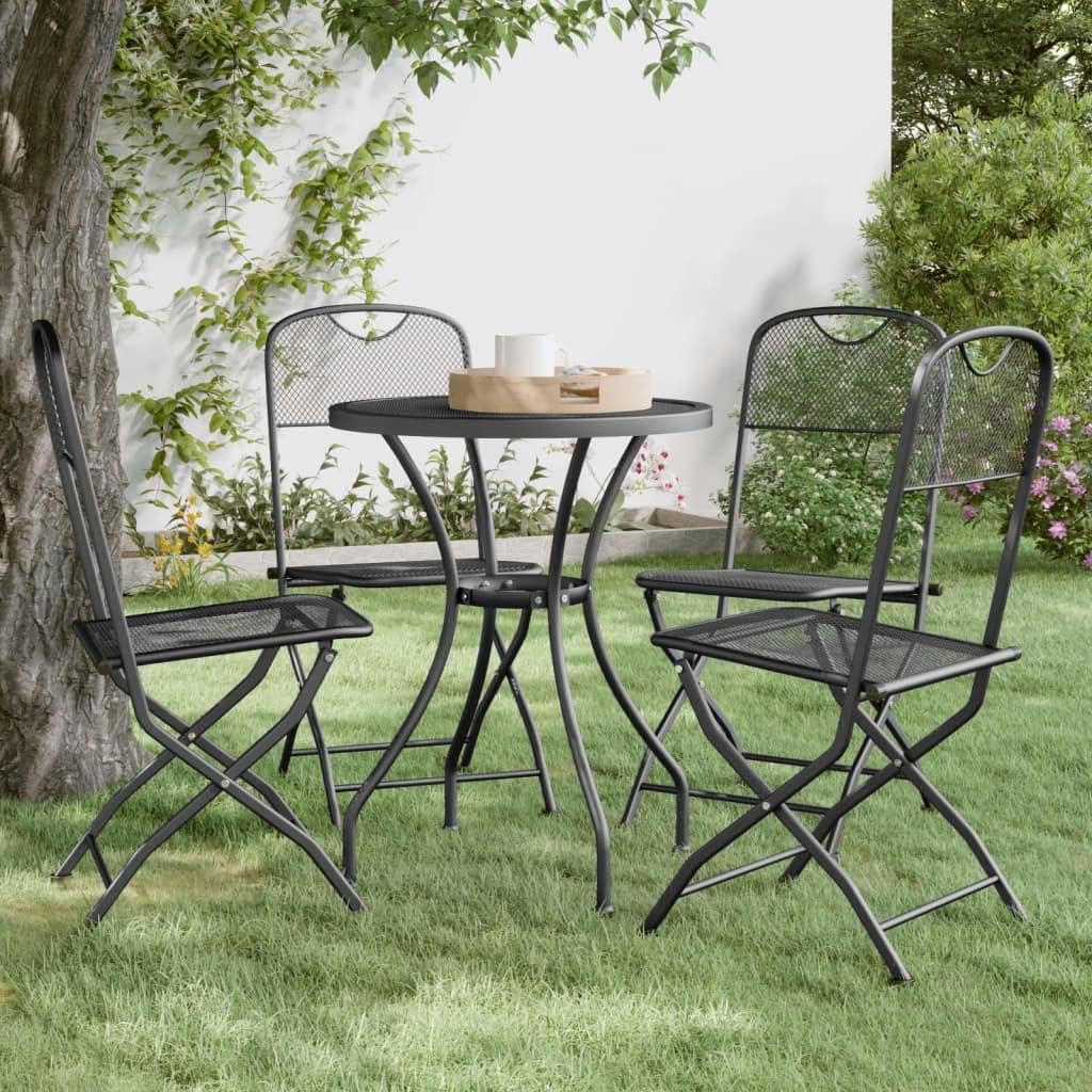 Folding Patio Chairs 4 pcs Expanded Metal Mesh,Foldable Patio Chairs: Durable Outdoor Chairs for Cozy Gatherings Outdoor Furniture, Outdoor Chairs