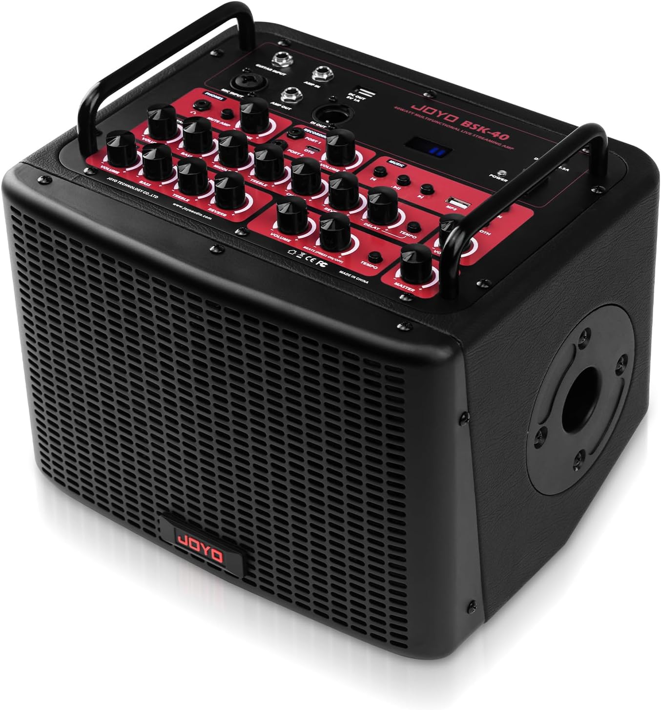 JOYO 40 Watt Acoustic Combo Amplifier Rechargeable Guitar & Vocal Two Channels Guitar Amp with Drum Machine Reverb Chorus Delay Effects and Bluetooth XLR & Aux-in (BSK-40 Black)