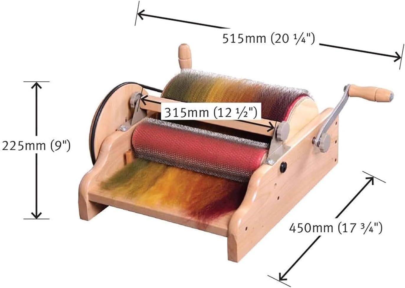 TsoLay Manual Wool Combing Machine, DIY Manual Wool Felt Machine with Cleaning Brush and Awl, Tooth Pitch Can Be Set, Drum Diameter 315mm, for DIY Craft, Handmade Enthusiasts