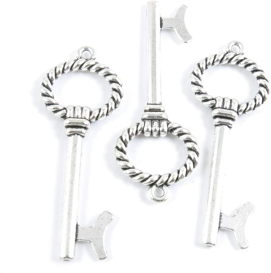 260 pcs Antique Silver Plated Jewelry Charms Findings Craft Making Vintage Beading F6PN6I Magic Skeleton Key