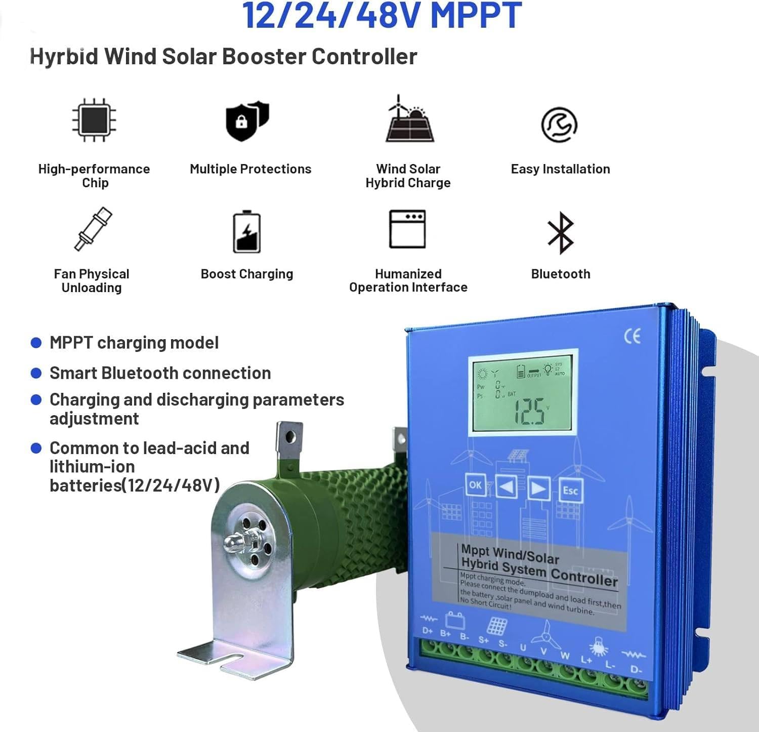 Wind Solar Hybrid Charge Controller 6000W-14000W,Wind Solar Hybrid Charge Controller Photovoltaic and Battery Dual Power Supply,Boost MPPT Generator 48V