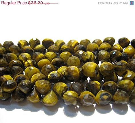 13 inch natural beads strand of 8mm faceted onion tiger's eye gemstone briolletes beads for DIY jewelry - necklace, bracelet, earring, ring.