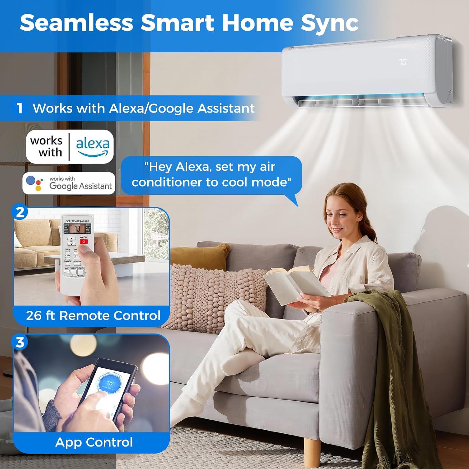 DORTALA 12000 BTU Mini Split Air Conditioner & Heater, 22 SEER2 115V Pre-Charged Inverter Heat Pump System with Remote Control, Installation Kit, Wall Mounted Ductless AC Unit, White