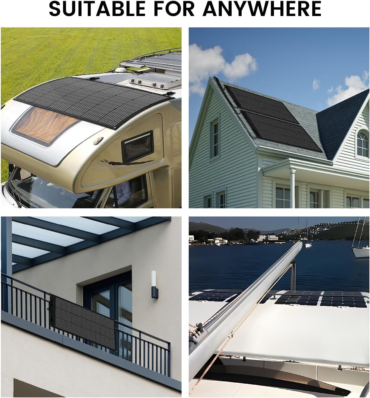 100 Watt Flexible Solar Panel 12V Monocrystalline 100W 12 Volt Semi-Flex ETFE Solar Panel Charger Off-Grid for Marine RV Trailer Boat Cabin Van Car Uneven Surfaces