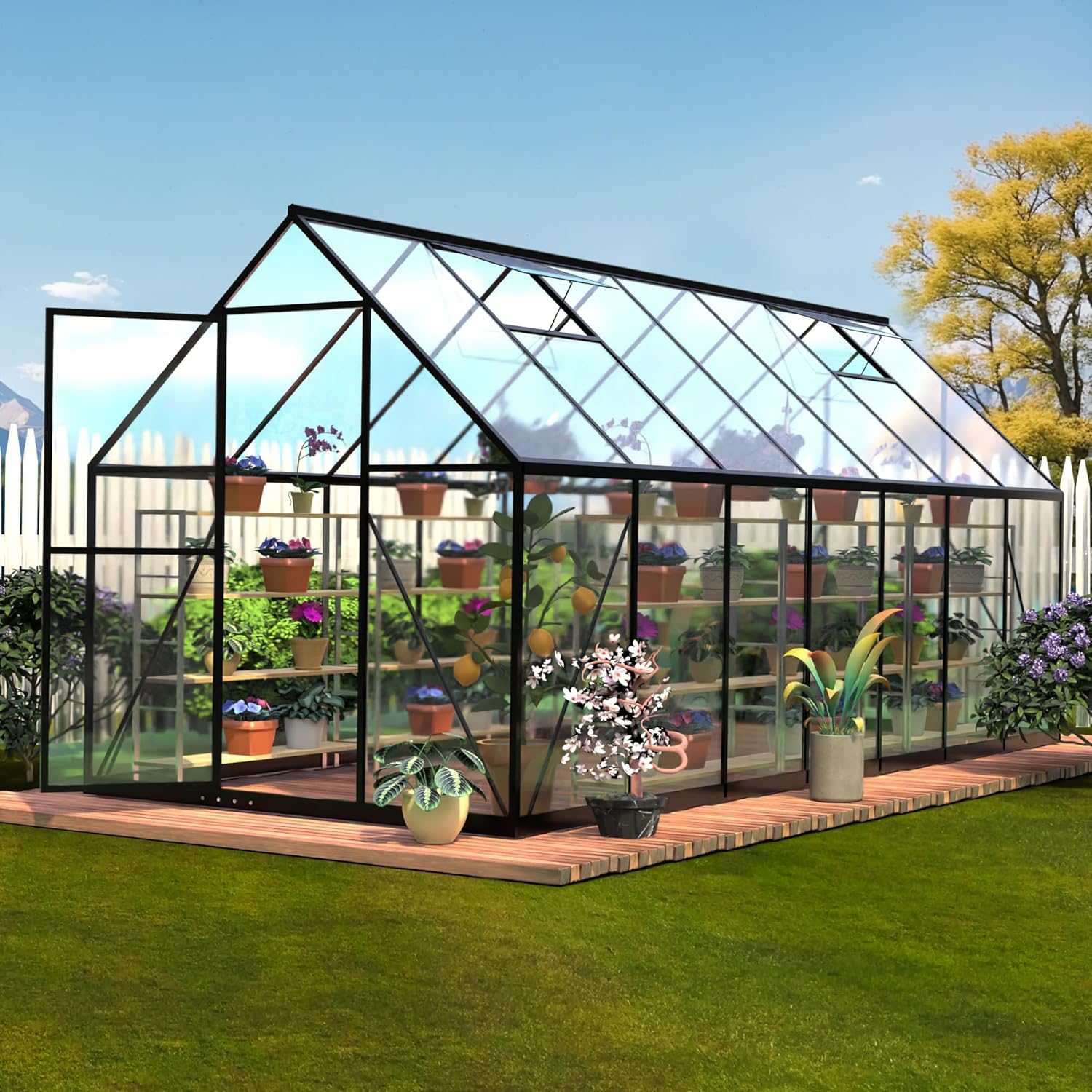 6x14FT Polycarbonate Greenhouses for Outdoors, Heavy Duty Outside Greenhouse Kit with Window, Walk-in Mini Sunroom, Ideal Winter Green House for Garden Backyard Outdoor