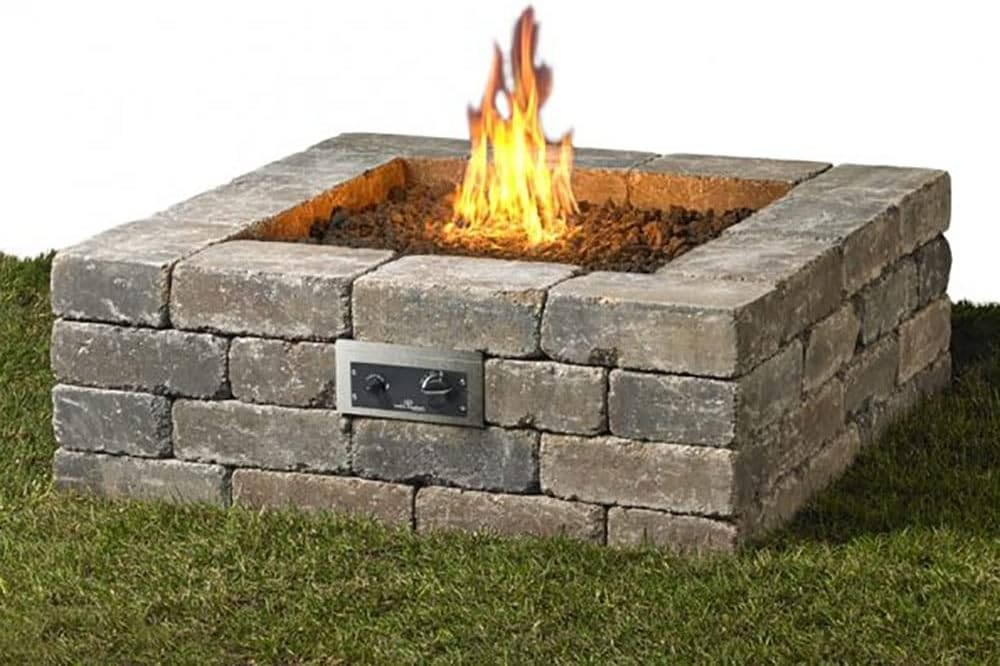 The Outdoor GreatRoom Company Square DIY Hardscape Gas Fire Pit Kit (DIY-2424S-K), 24-Inch