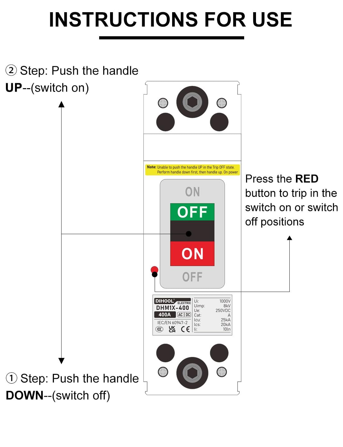 DIHOOL 400 Amp Heavy Duty Battery Disconnect Switch, DC Circuit Breaker for Car Audio RV Marine Boat Truck Trolling Motors