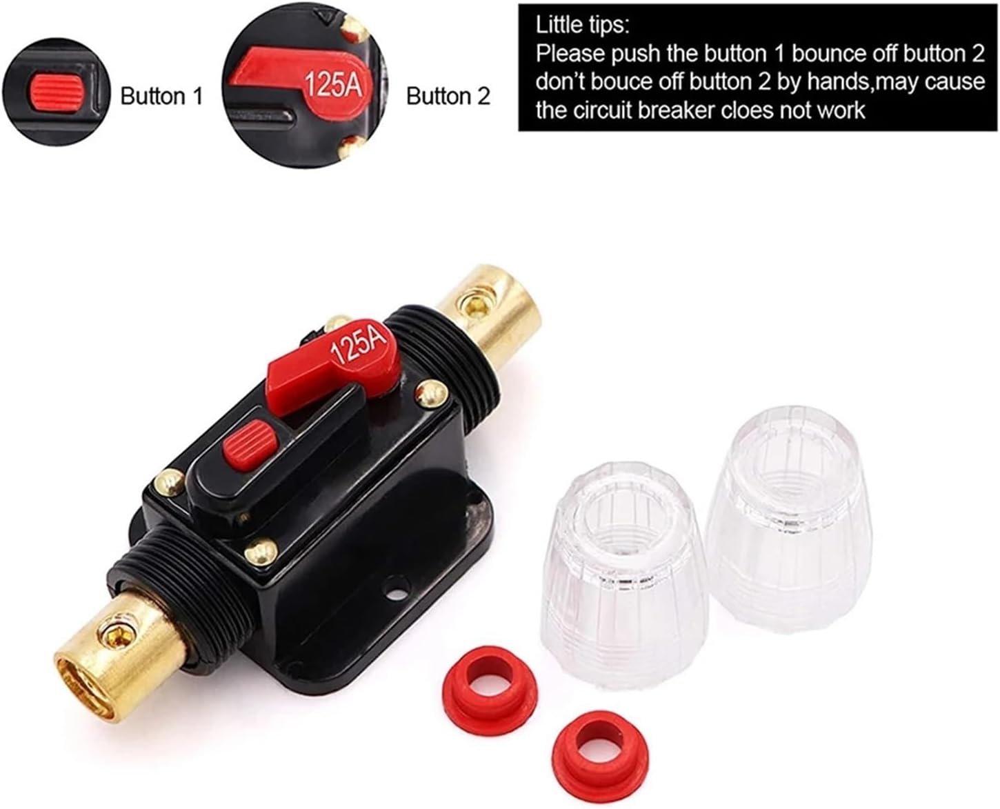 20/30/40/50/60/80/100/125/150A 12V Car Audio Modification Stereo Amplifier Circuit Breaker Automatic Reset Fuse Holder Switch(100A)