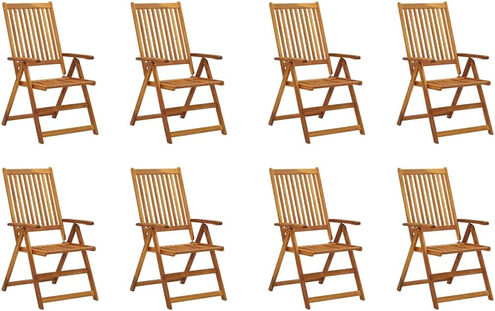 Folding Patio Chairs with Cushions,Bistro Chair,Patio Funiture,Lawn Chairs,Armchair,Beach Chair,Camp Chair,Coffee Chair,for Outdoor,Fire Pit,Deck,Lawn,Outside,Garden, 8 pcs Solid Acacia Wood