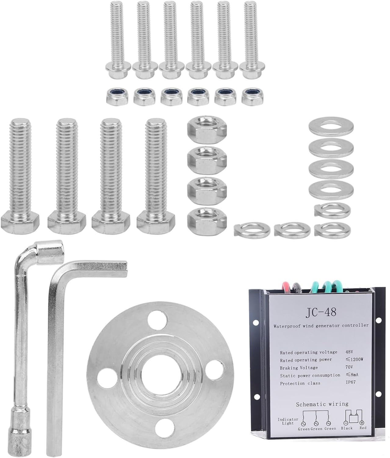 Eujgoov 1200W 3-Blade Wind Turbine Generator 12V/24V/48V Small for Home Marine Off Grid Renewable Energy Charging (Black)