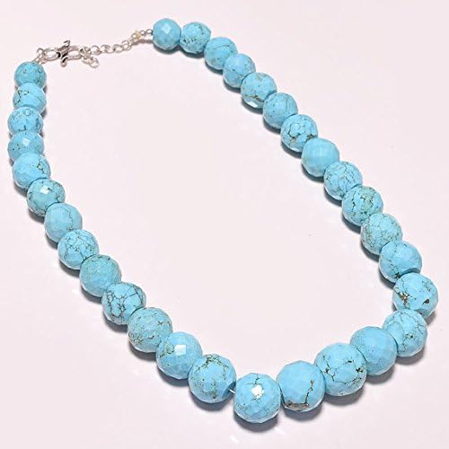JEWELZ tibetan turquoise beads 13x18 mm faceted round beaded necklace - full strand 19''