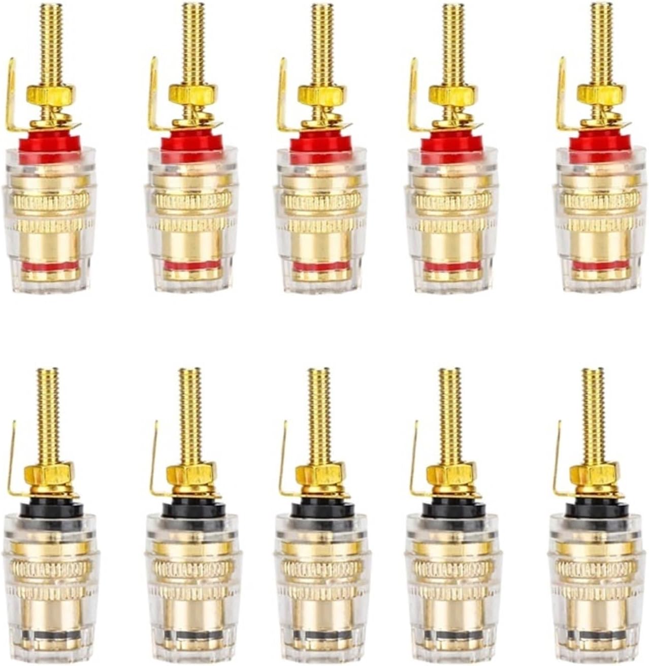 10PCS Brass Crystal Binding Post for Thread Audio Speaker Amplifier 4mm Banana Terminals Connector(Black Short 10PCS)