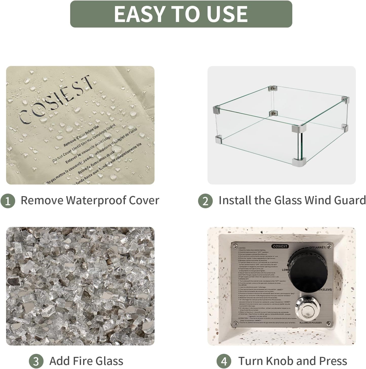 COSIEST Outdoor Propane Fire Pit Table, 56