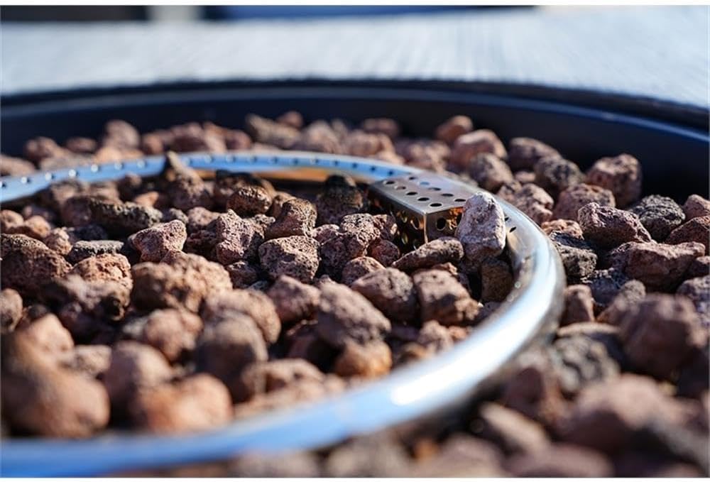 Modern Gray Aluminum Stone Propane Patio Outdoor Fire Pit Table