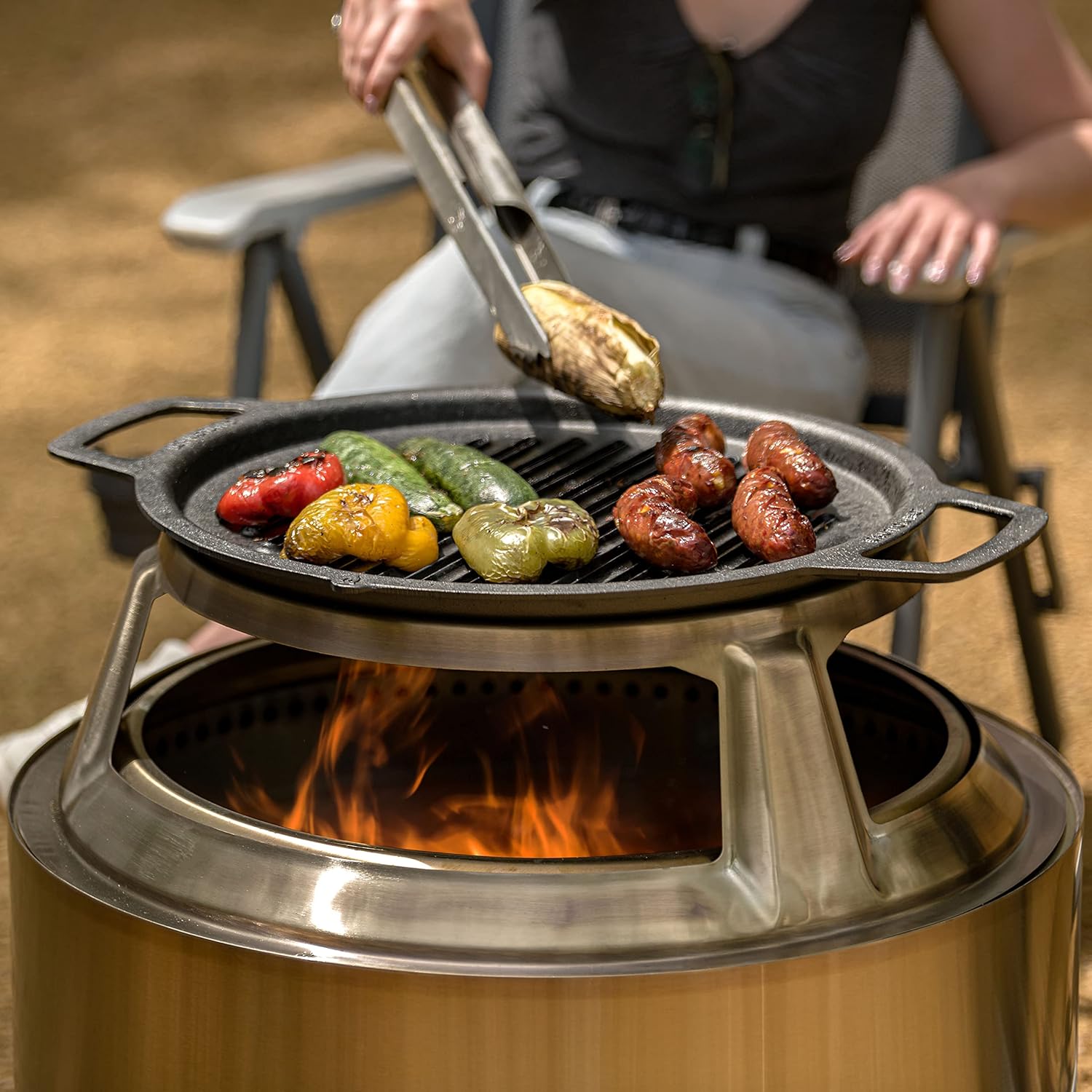 Solo Stove Yukon Hub, Stainless Steel Hub for 20 cm Elevation, Addition to Yukon fire Pit, Three Stabilizing Feet, Weight: 2 kg, Diameter top: 47 cm