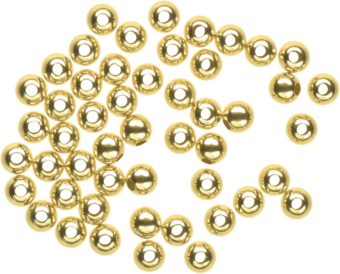 uGems 2.5mm 14K Genuine Solid Gold Beads - Smooth Round, Tiny Spacer Beads with .040