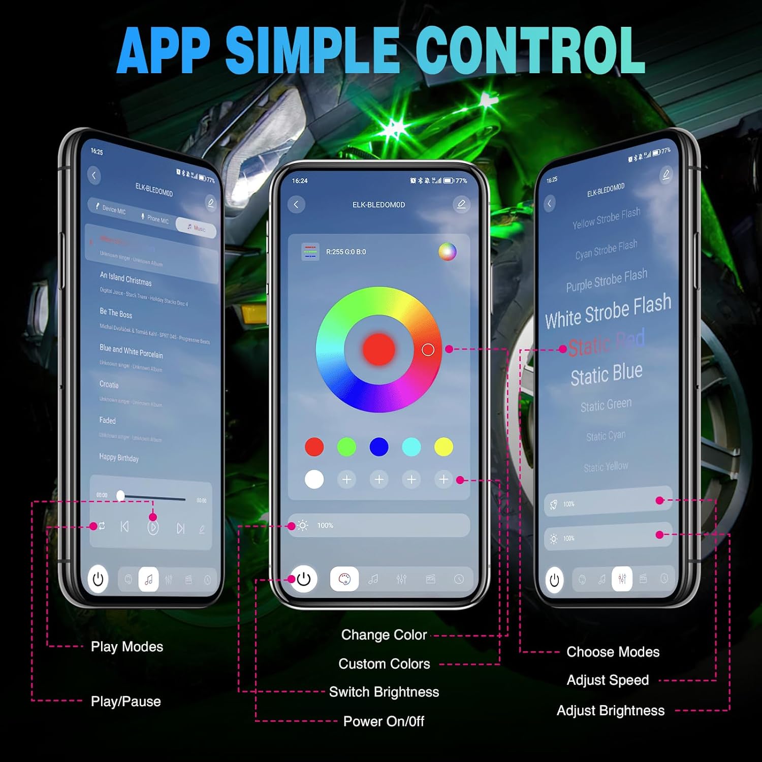 Nilight RGBW LED Rock Lights Kit, 10 Pods 22LED Wide Angle Remote & Bluetooth App Dual Control with Music Modes Multicolor Underglow Neon Wheel Well Light Fit for ATV UTV SUV Offroad Truck RZR Boat