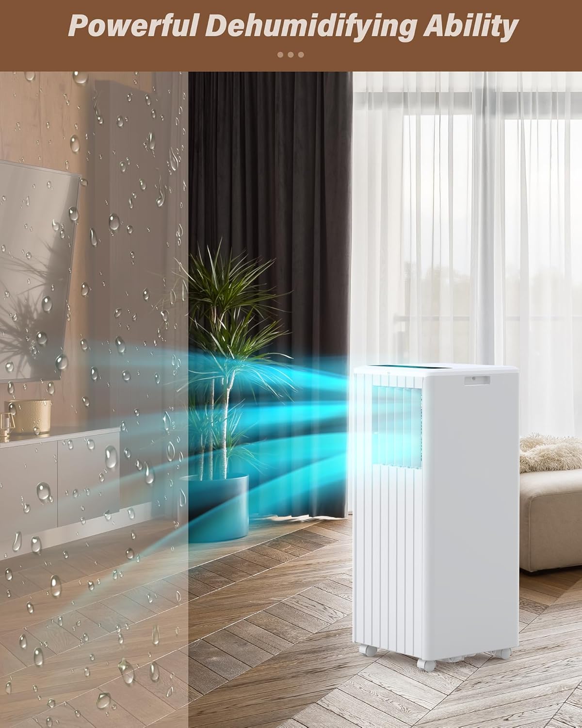 8000BTU Portable Air Conditioners, Portable AC Unit for Room Up to 350 Sq. Ft,3-IN-1 Room Air Conditioners with Fan/Dehumidifier/24H Timer/Remote Control & Windows Kit, White