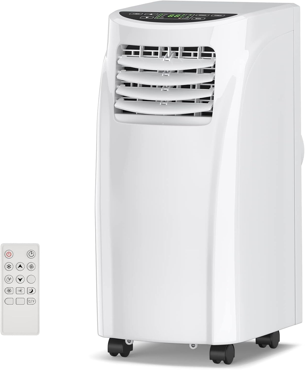 COSTWAY Portable Air Conditioners, 8000 BTU Air Conditioner Unit spaces up to 230 Sq.Ft with Remote Control Dehumidifier Function Window Wall Mount, 4 Caster Wheel, Sleep Mode and 2 Fan Speed