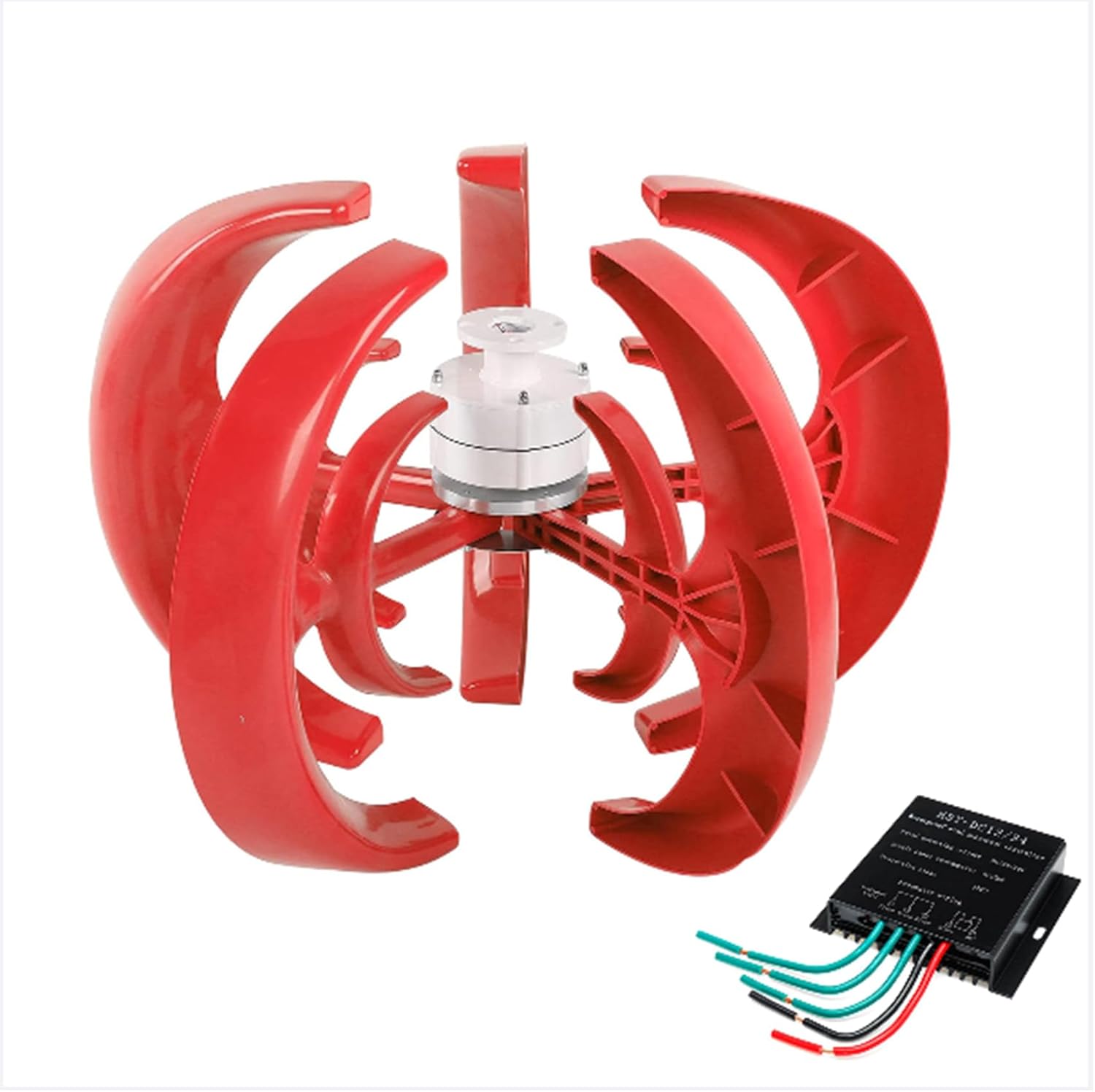 220v, 9000W Vertical Axis Wind Turbine Generator 12V 24V 48V 220V Small Windmill Free Energy with Controller IP67 for Home Farm Rvs(5 Blades)