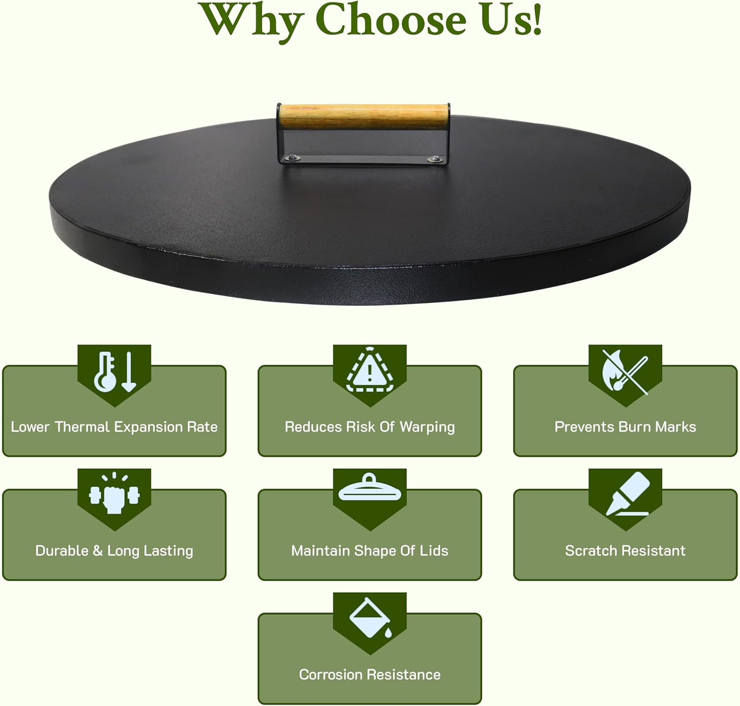 30” firepit lid Round for Inside up to 28” Gas fire Pit lid for Outdoor Fireplace Cover Lid - Steel fire Pit Metal Cover with Wooden Handle & Powder Coated Snuffer Lid for Round Patio Fire Pit Ring